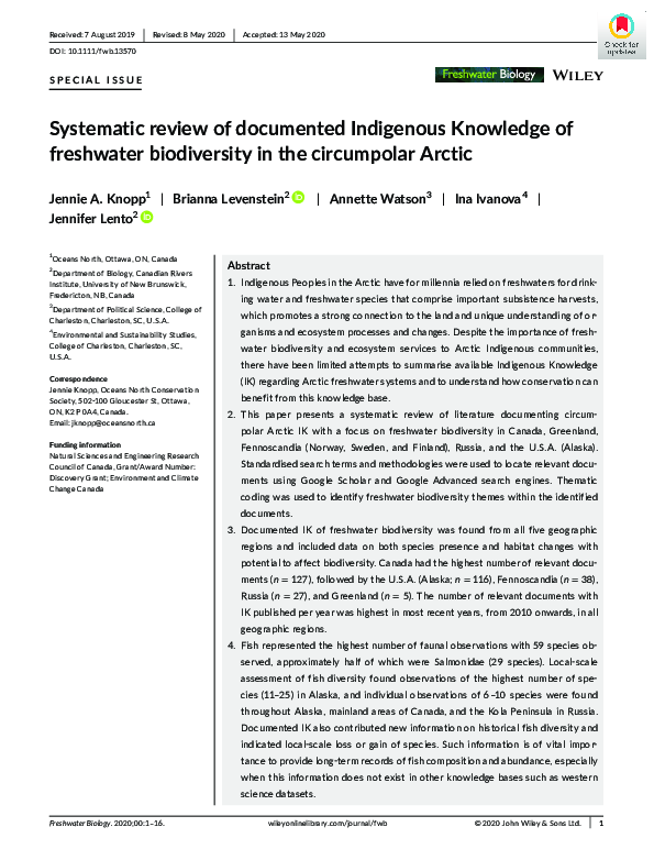 (PDF) Systematic review of documented Indigenous Knowledge of ...