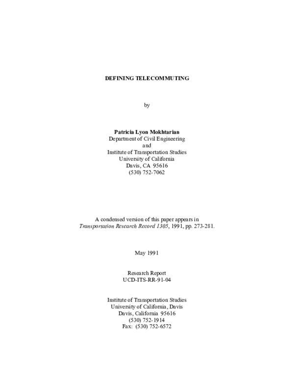 (PDF) The Future of Telecommuting