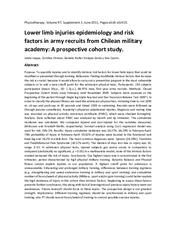 (PDF) Lower limb injuries epidemiology and risk factors in army ...