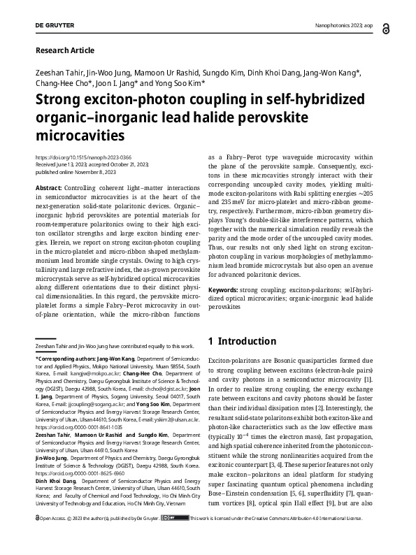 (PDF) Strong exciton-photon coupling in self-hybridized organic ...