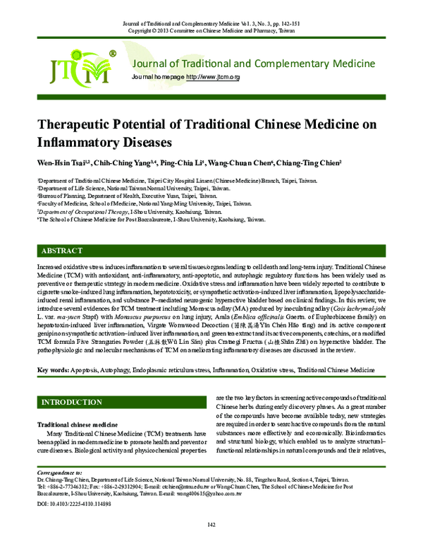(PDF) Therapeutic Potential of Traditional Chinese Medicine on ...