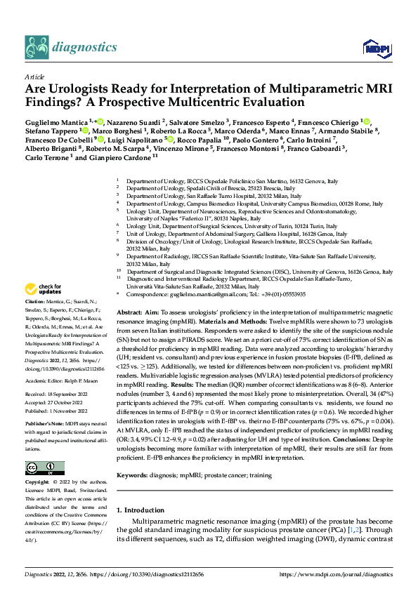 (PDF) Are Urologists Ready for Interpretation of Multiparametric MRI ...