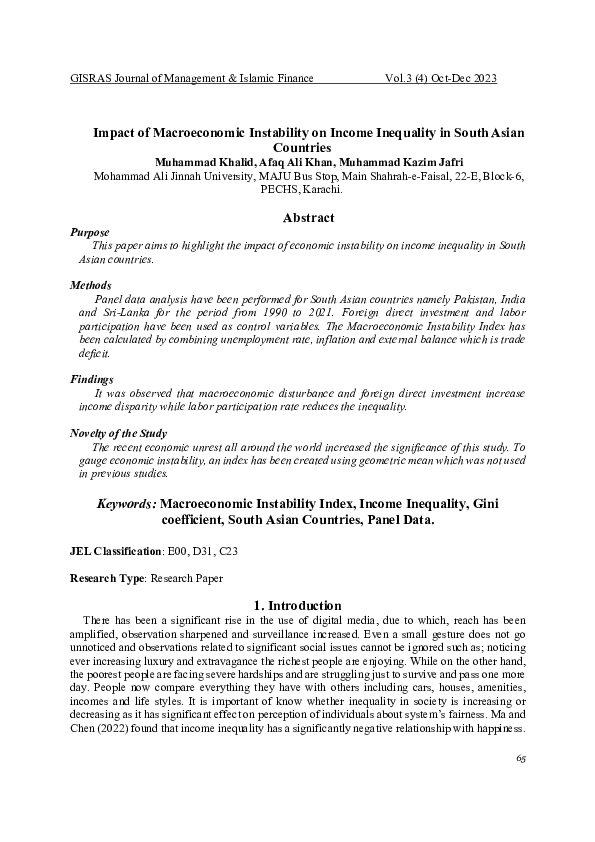 (PDF) Impact of Macroeconomic Instability on Income Inequality in South ...