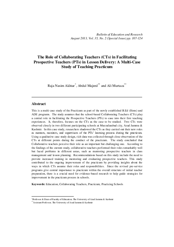(PDF) The Role of Collaborating Teachers (CTs) in Facilitating ...