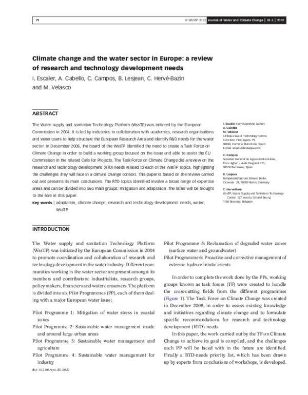 (PDF) Climate change and the water sector in Europe: a review of ...