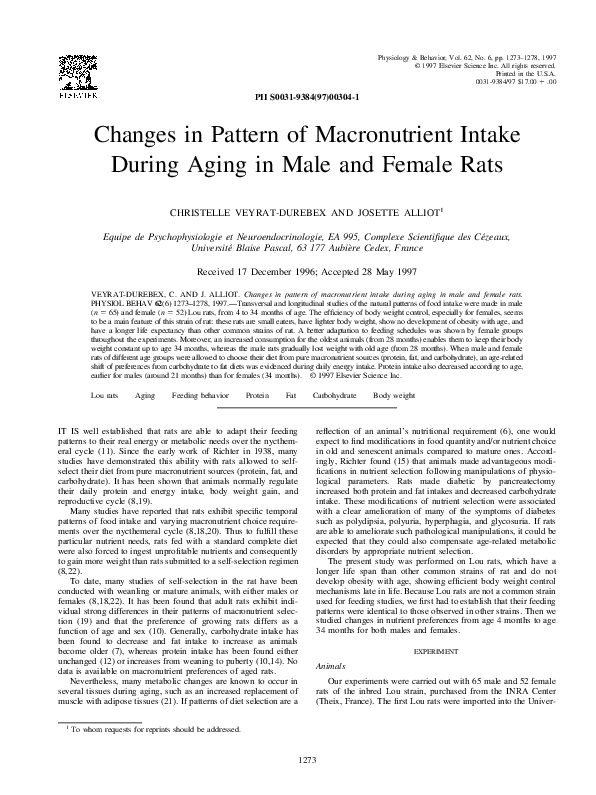(PDF) Changes in Pattern of Macronutrient Intake During Aging in Male ...