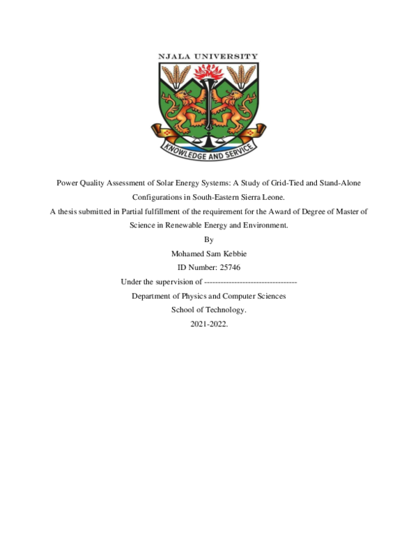 Curated visual reference: Gallery Detail: Pdf Power Quality Assessment Of Solar Energy Systems A Study