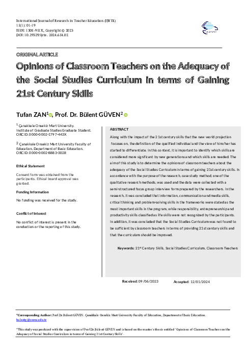 (PDF) Opinions of Classroom Teachers on the Adequacy of the Social ...