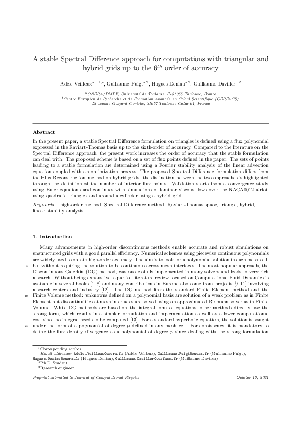 (PDF) A stable Spectral Difference approach for computations with ...