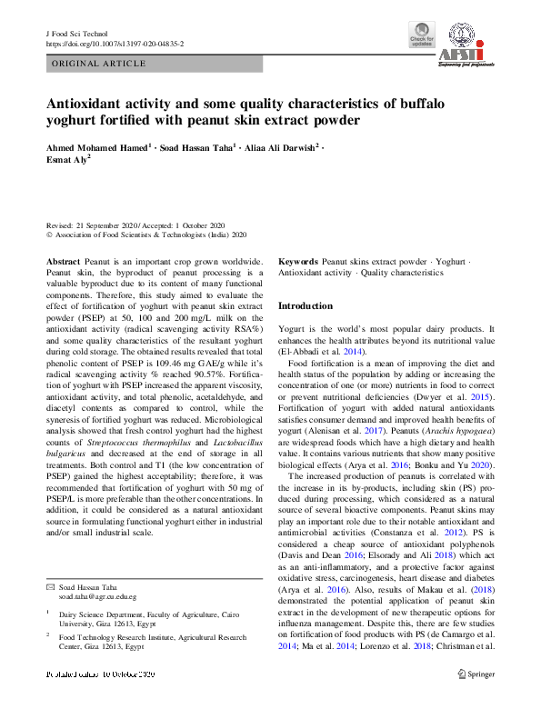 (PDF) Antioxidant activity and some quality characteristics of buffalo ...
