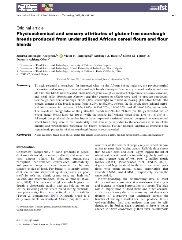 (PDF) Physicochemical and sensory attributes of gluten‐free sourdough ...