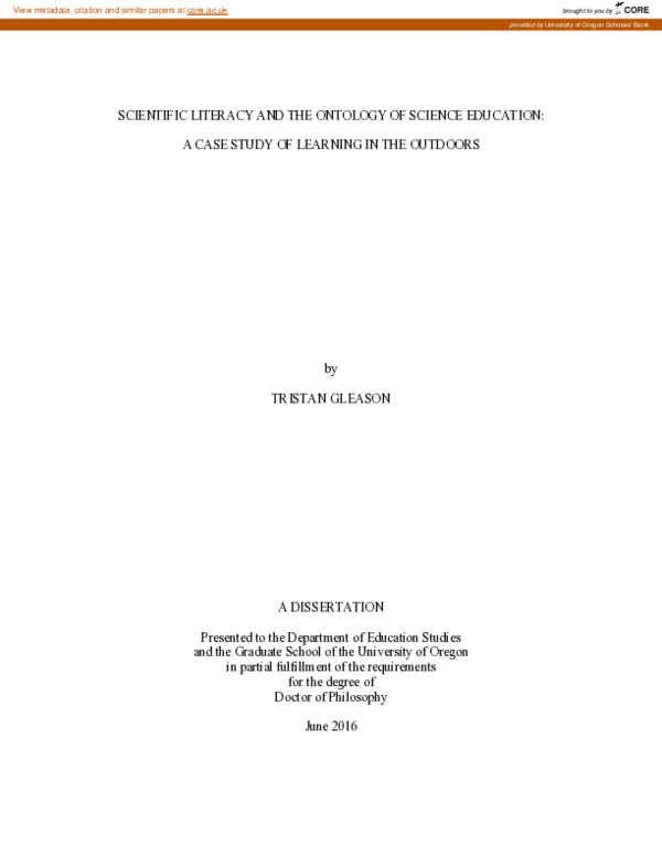 (PDF) Scientific Literacy and the Ontology of Science Education: A Case ...