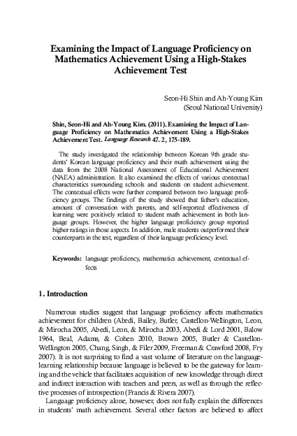 (PDF) Examining the Impact of Language Proficiency on Mathematics ...