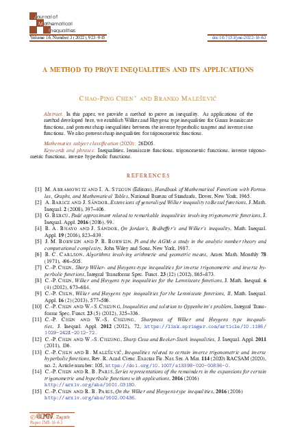 (PDF) A method to prove inequalities and its applications