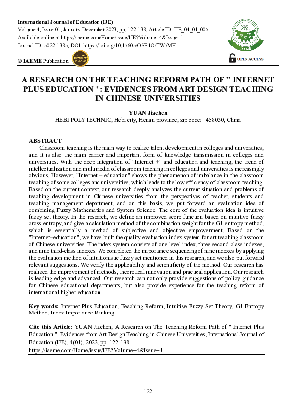 (PDF) A RESEARCH ON THE TEACHING REFORM PATH OF " INTERNETPLUS ...