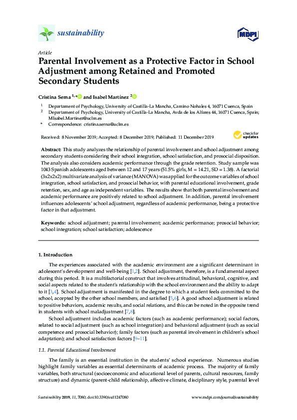 (PDF) Parental Involvement as a Protective Factor in School Adjustment ...