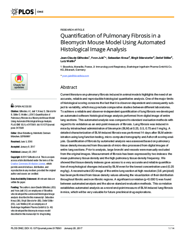 (PDF) Quantification of Pulmonary Fibrosis in a Bleomycin Mouse Model ...