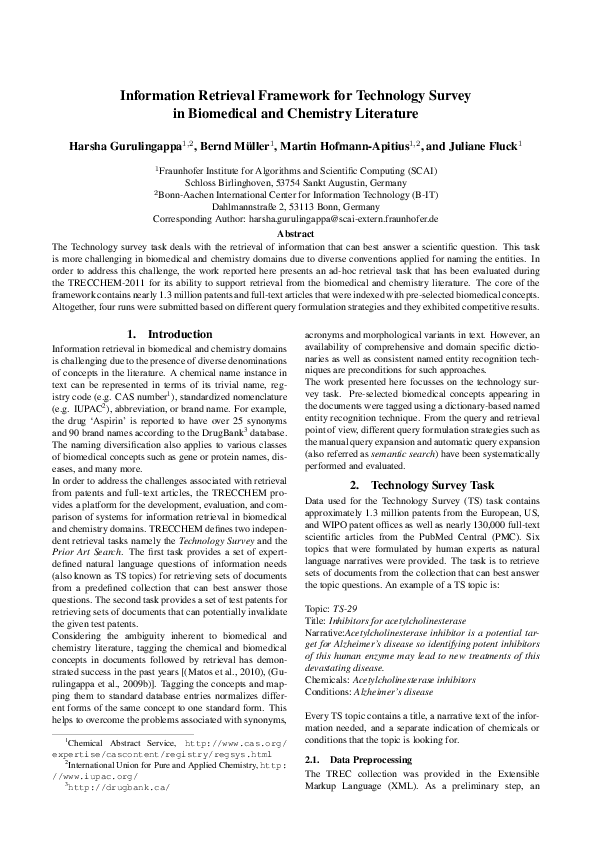 (PDF) Information Retrieval Framework for Technology Survey in ...