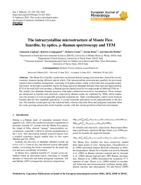 (PDF) The intracrystalline microstructure of Monte Fico lizardite, by ...