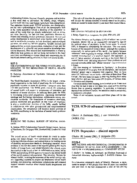 (PDF) Tackling the global burden of mental disorders