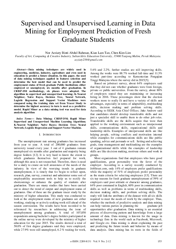 (PDF) Supervised and Unsupervised Learning in Data Mining for ...