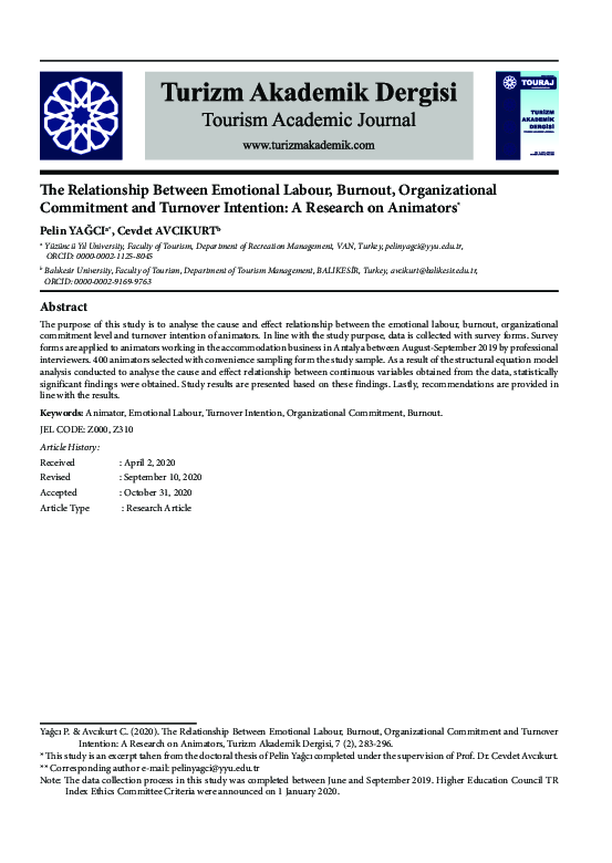 (PDF) The Relationship Between Emotional Labour, Burnout ...