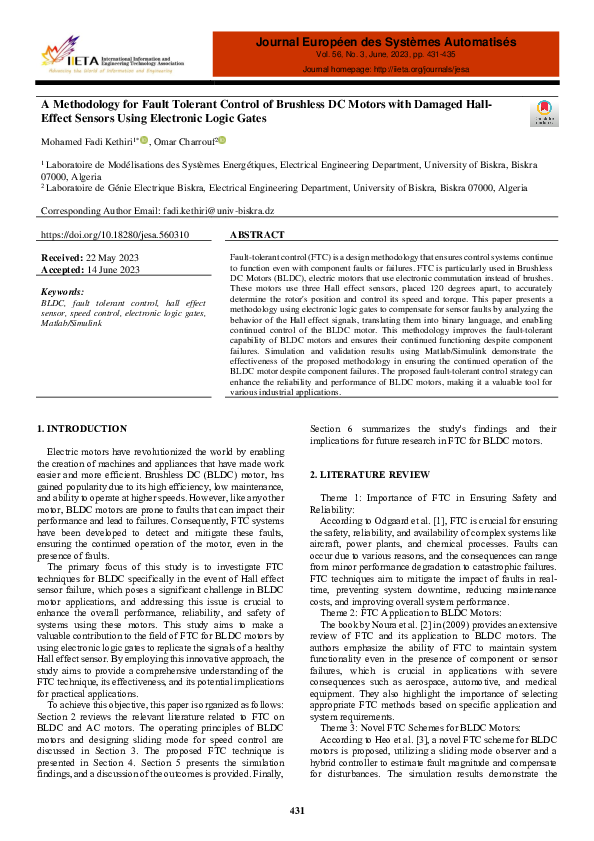 (PDF) A Methodology for Fault Tolerant Control of Brushless DC Motors ...