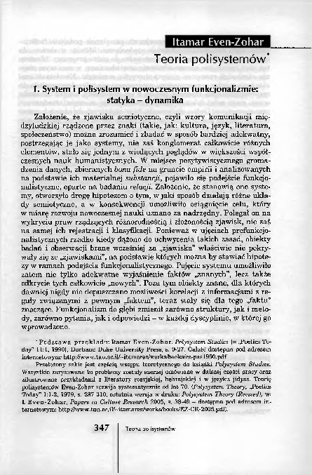 (PDF) Teoria polisystemów