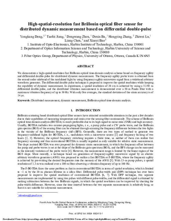 (PDF) High-spatial-resolution fast Brillouin optical fiber sensor for ...