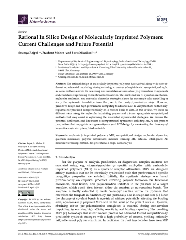 (PDF) Rational In Silico Design of Molecularly Imprinted Polymers ...