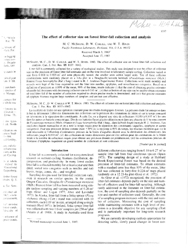 (PDF) The effect of collector size on forest litter-fall collection and ...