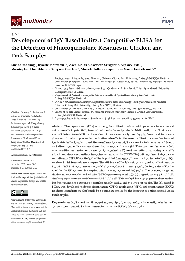 (PDF) Development of IgY-Based Indirect Competitive ELISA for the ...