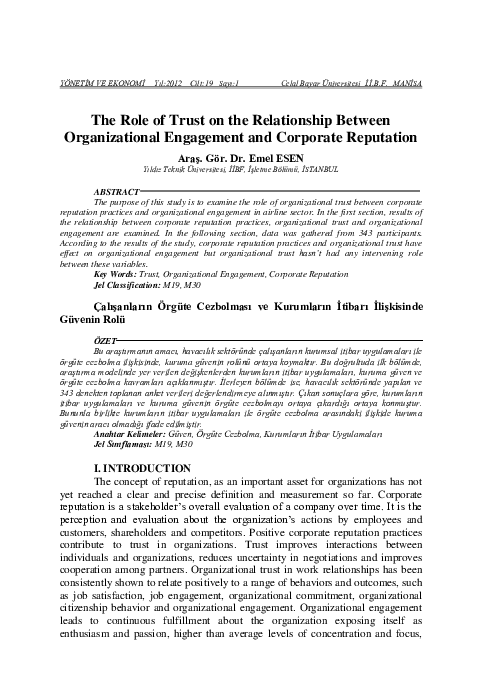 (PDF) The Role of Trust on the Relationship Between Organizational ...