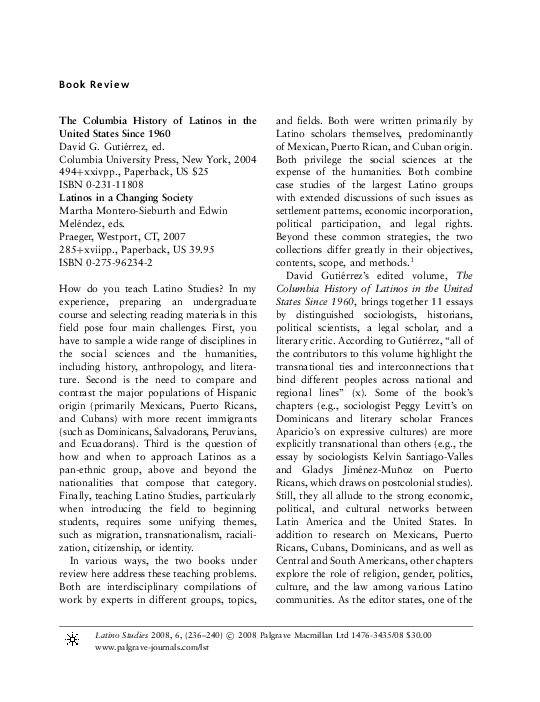 (PDF) The Columbia History of Latinos in the United States Since 1960 ...