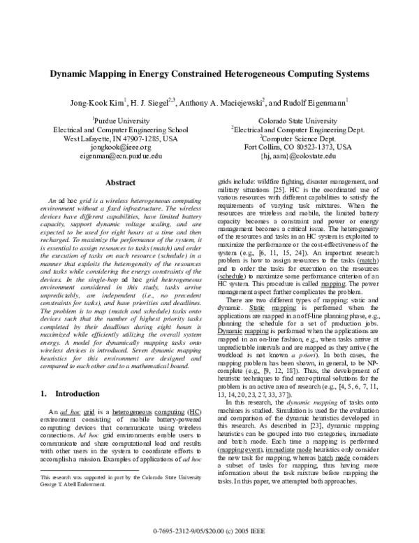 (PDF) Dynamic Mapping in Energy Constrained Heterogeneous Computing Systems