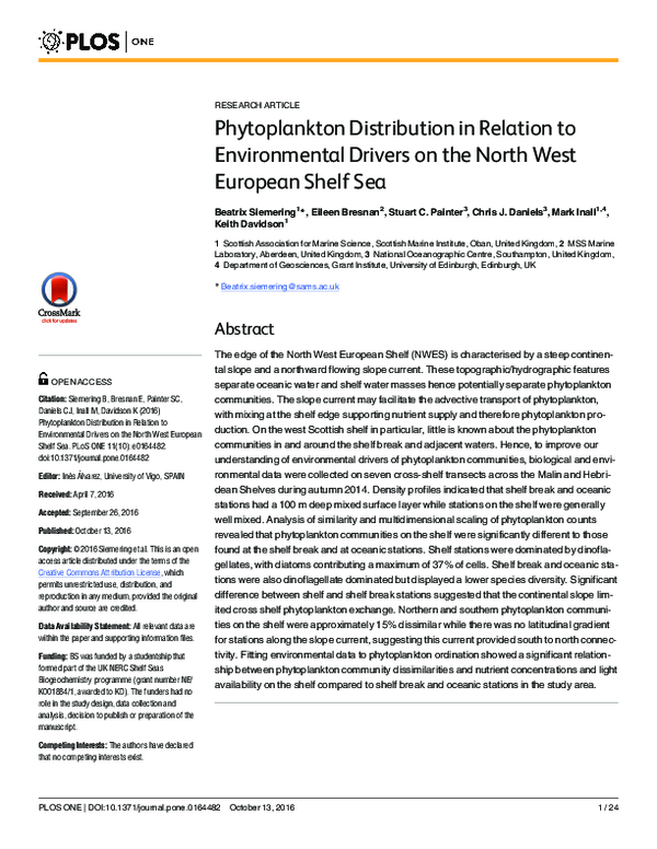 (PDF) Phytoplankton distribution in relation to environmental factors ...