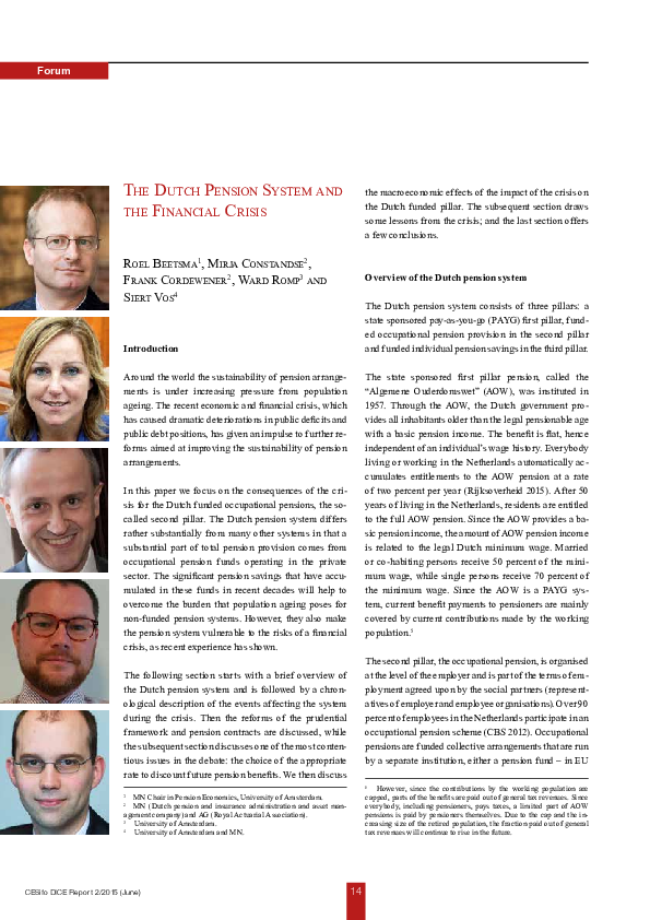 (PDF) The Dutch pension system and the financial crisis