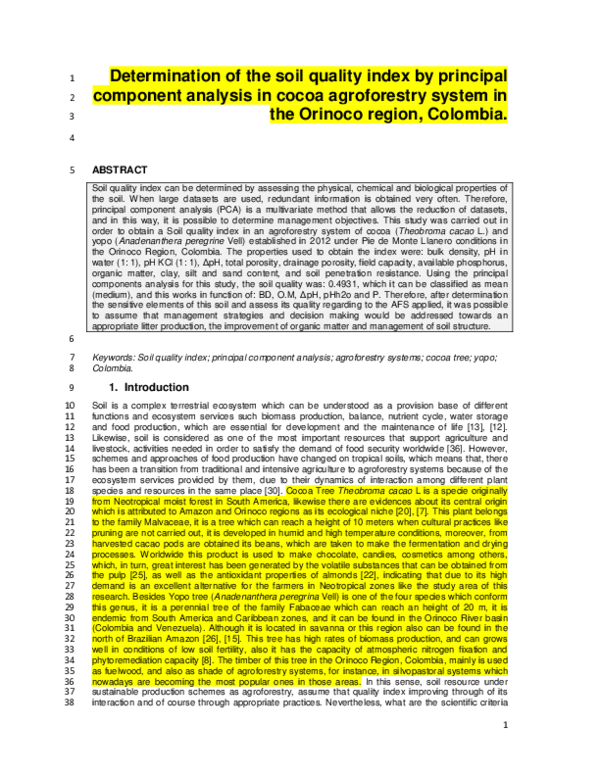 (PDF) Determination of the Soil Quality Index by Principal Component ...