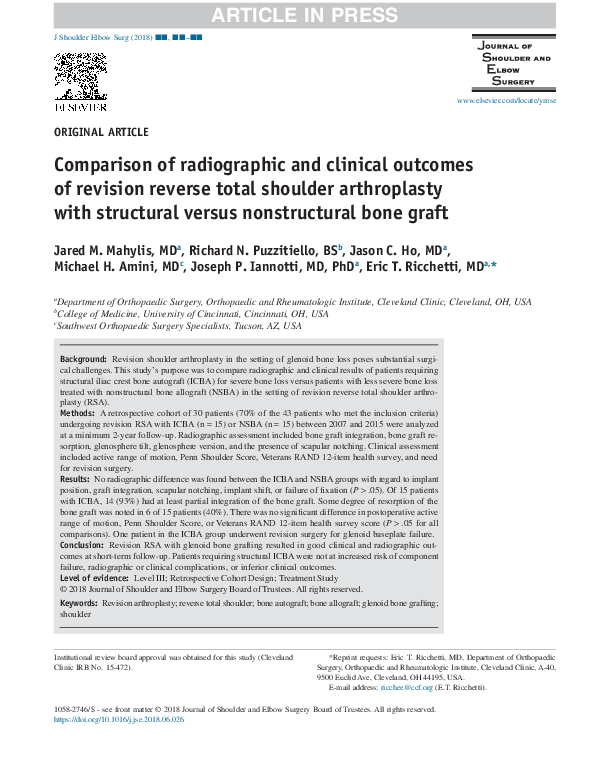 (PDF) Comparison of radiographic and clinical outcomes following ...