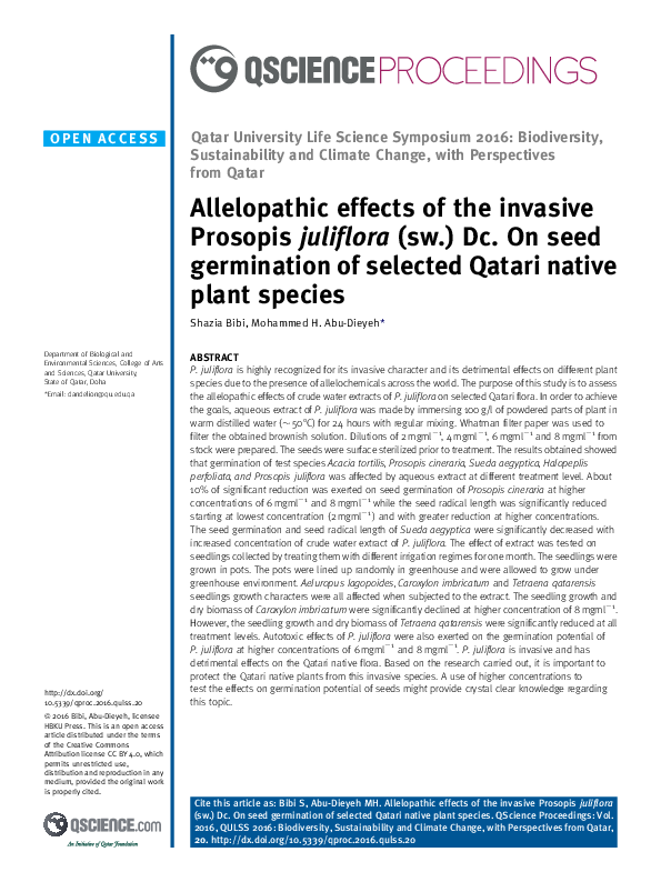 (PDF) Allelopathic effects of the invasive Prosopis juliflora (sw.) Dc ...