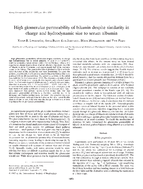 (PDF) High glomerular permeability of bikunin despite similarity in ...