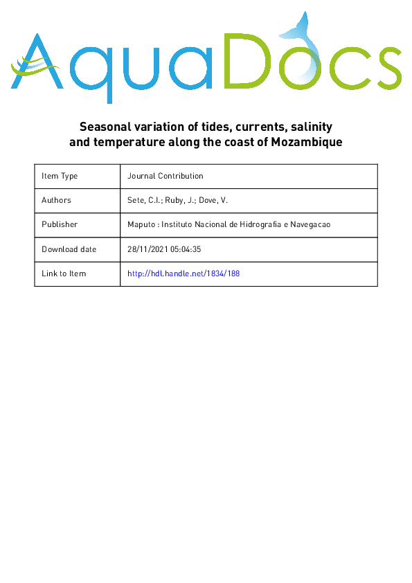 (PDF) Seasonal Variation of Tides, Currents, Salinity and Temperature ...