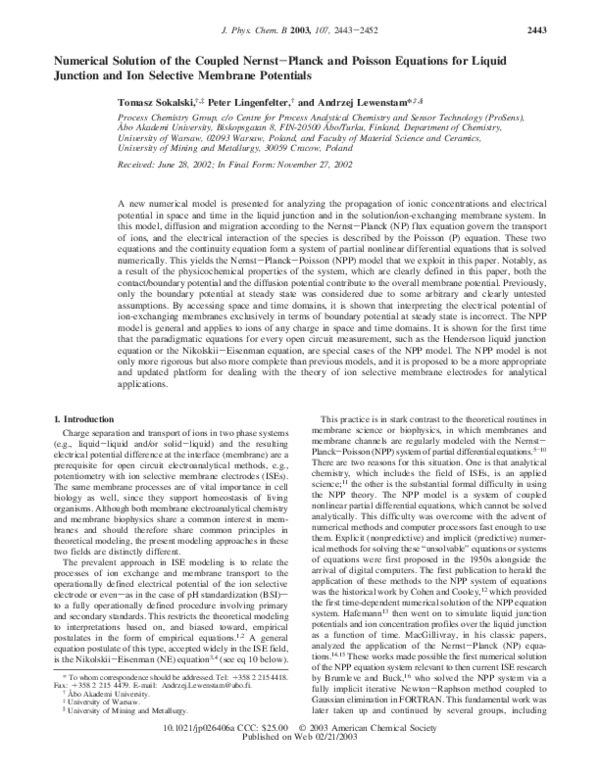 (PDF) Numerical Solution of the Coupled Nernst-Planck and Poisson ...