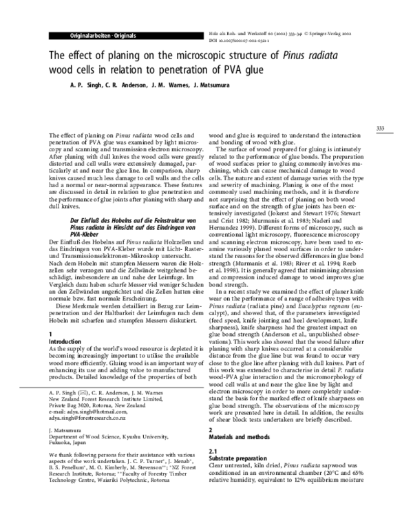 (PDF) The effect of planing on the microscopic structure of Pinus ...