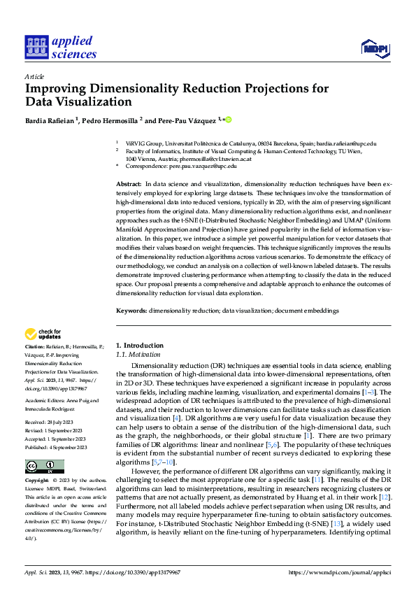 (PDF) Improving Dimensionality Reduction Projections for Data Visualization