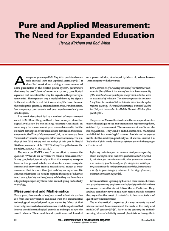 (PDF) Pure and applied measurement: The need for expanded education