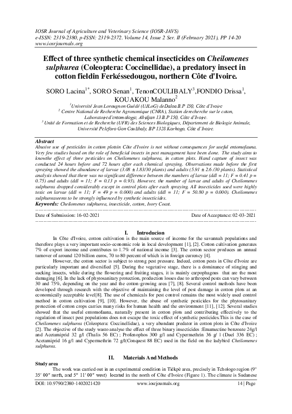 (PDF) Effect of three synthetic chemical insecticides on Cheilomenes ...