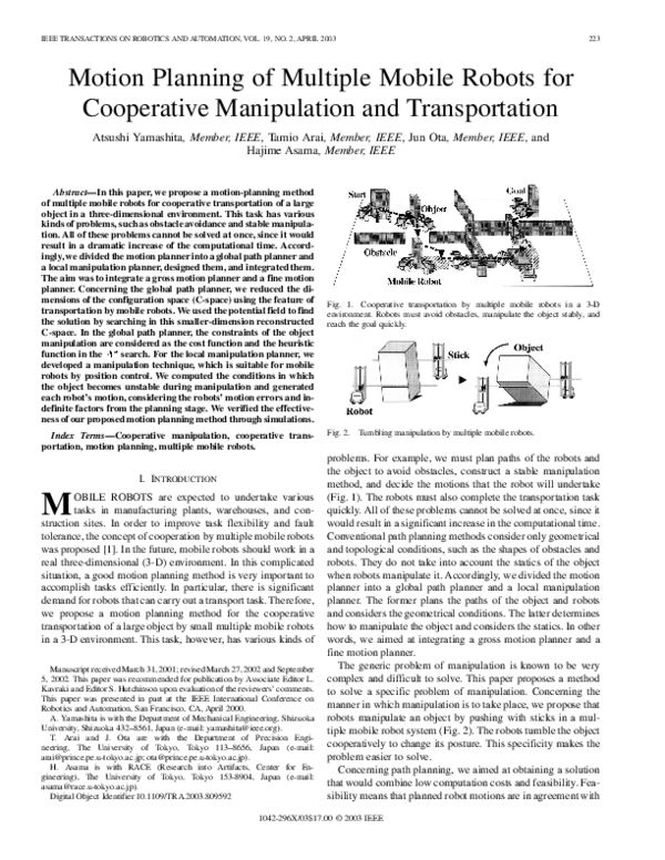 (PDF) Motion planning of multiple mobile robots for cooperative ...