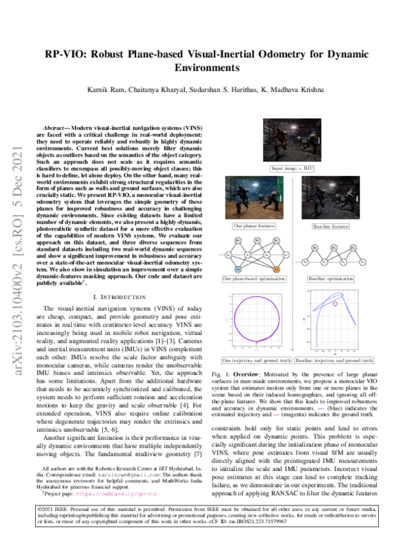 (PDF) RP-VIO: Robust Plane-based Visual-Inertial Odometry for Dynamic ...
