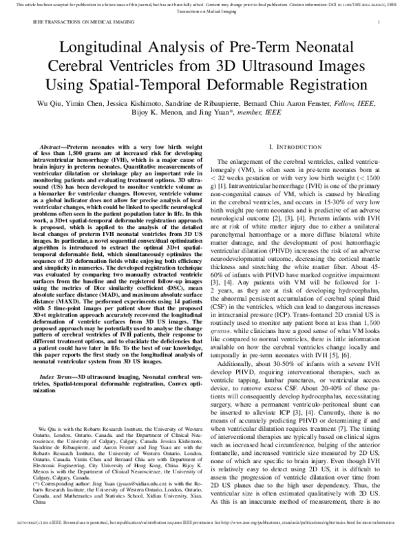 (PDF) Longitudinal Analysis of Pre-Term Neonatal Cerebral Ventricles ...